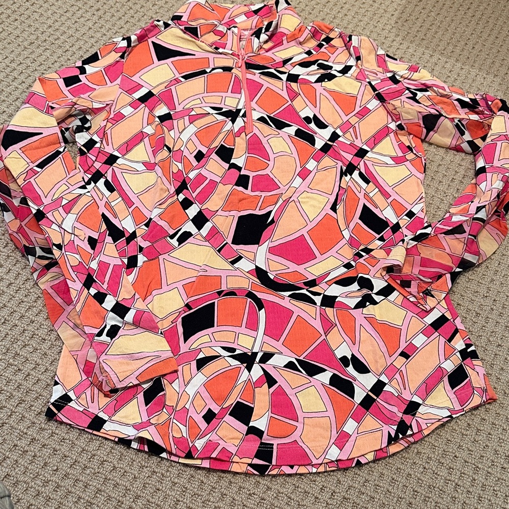Gottex Pink and Orange Geometric Hoodie